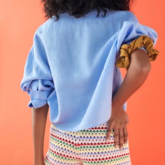 ZARA // CROP BUTTON UP TOP LINEN BLEND - Picture 2 of 7